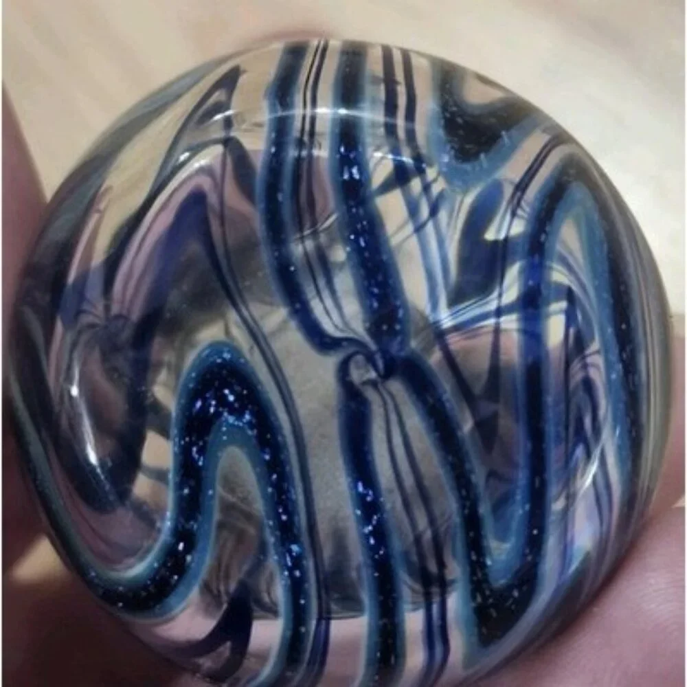 Blue Hand Blown Glass Bud Vase Set 2 Piece Swirl Art Glass Decorative Vessels